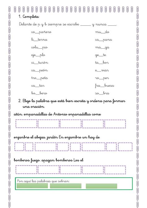 Ejercicio online de M antes de P y B para 1º Primaria 2º Primaria