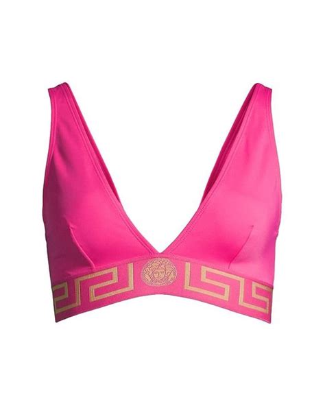 Versace Triangle Logo Bikini Top In Pink Lyst