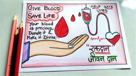 Raktdan Din Drawing World Blood Donation Day Poster Drawing Donate