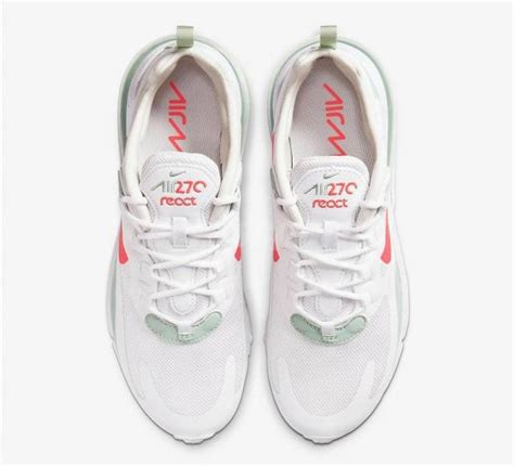 Nike Womens Air Max 270 React White Pistachio Crimson Laser Crimson Cv3025 100 Air Max 270