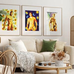 Set Of Watercolor Water Queer Artwork Print Nude Male Figure Homoerotic Gay Art Print