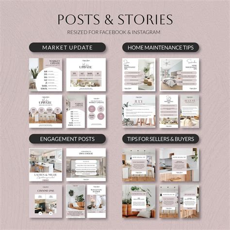 Real Estate Social Media Template Bundle Minimal Dusty Pink Real