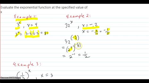 Evaluate The Exponential Function At The Specified Value Of X Youtube