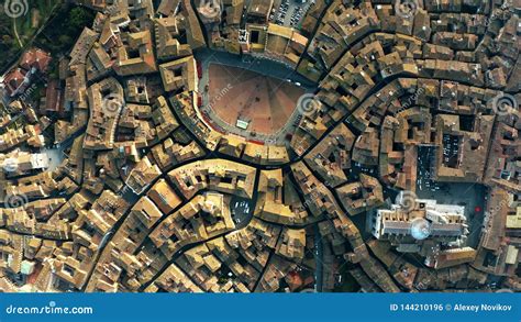 Aerial Top-down View of Siena Involving Piazza Del Campo or Campo ...