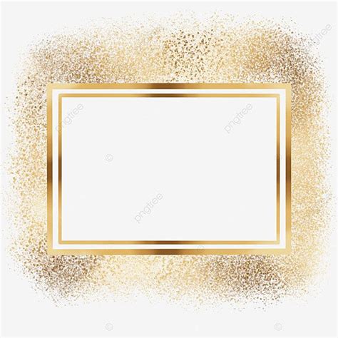 Cadre Rectangulaire En Or Avec Confettis Multicolores Brillants Png