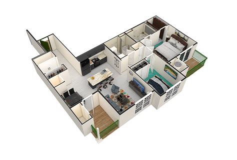 Apartment Unit 3D Floorplan. on Behance