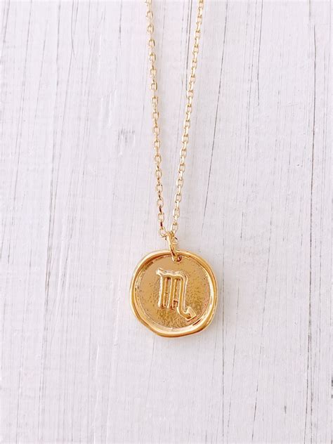 Zodiac Coin Medallion Necklace Scorpio Necklace Astrology Etsy