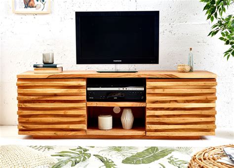 Meuble Tv En Bois Massif Cm Pour Salon