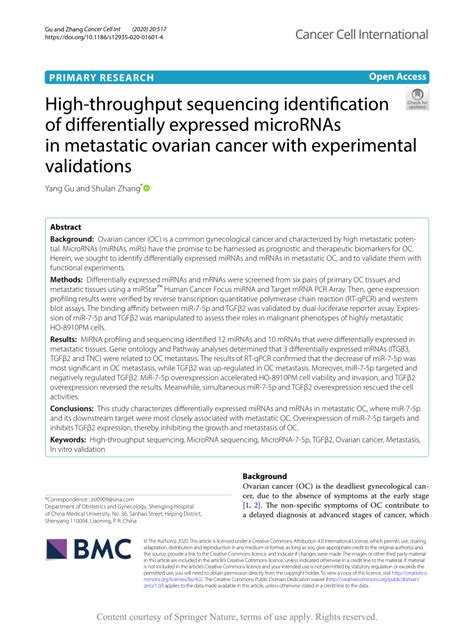 Pdf High Throughput Sequencing Identification Of Differentially