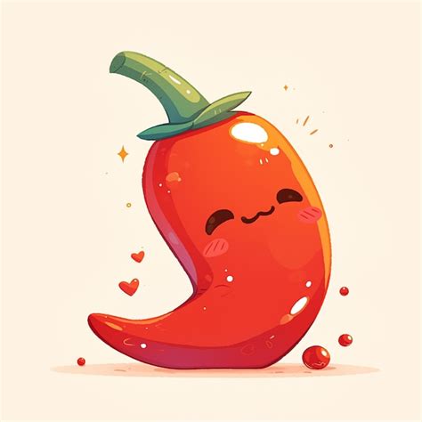 Pimenta Chili Fiery Hot Estilo De Desenho Animado Vetor Premium