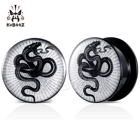 Kubooz Popular Acrylic Snake Mobius Strip Logo Ear Plugs Tunnels