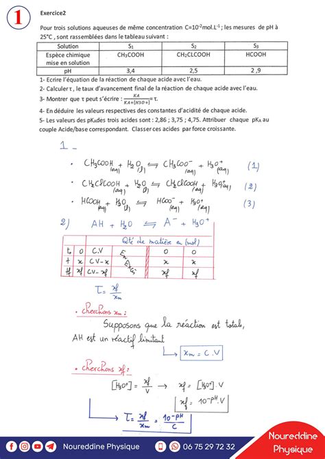 SOLUTION Acido Basique Ex2 Correction Studypool