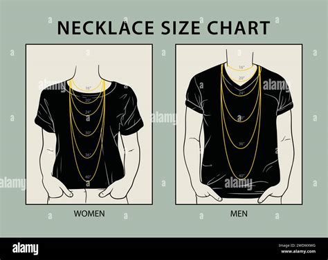 Woman And Man Necklace Size Chart Stock Vector Image And Art Alamy