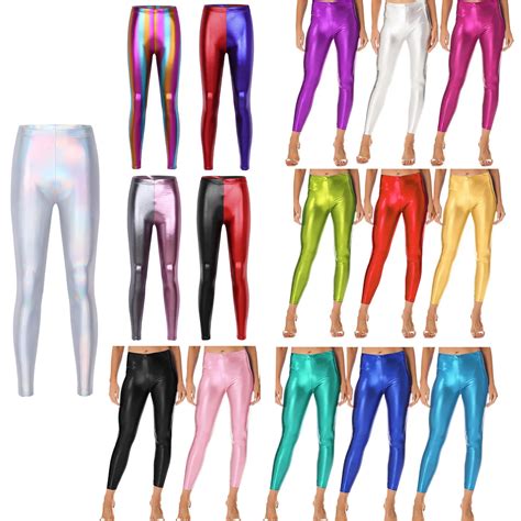 Mallas Met Licas De Piel Sint Tica Para Mujer Pantalones Brillantes