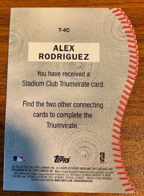 2013 Topps Archives Triumvirate T 4C Alex Rodriguez Seattle Mariners