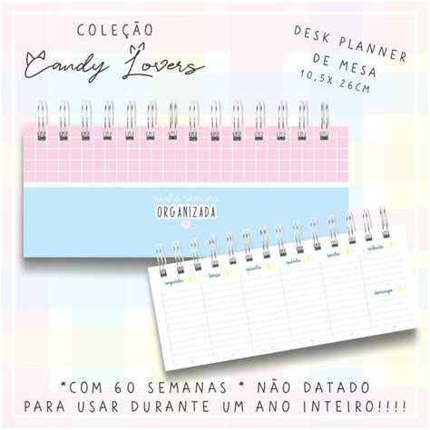 Desk Planner Semanal De Mesa Candy Lovers Azul E Rosa Fuxicando