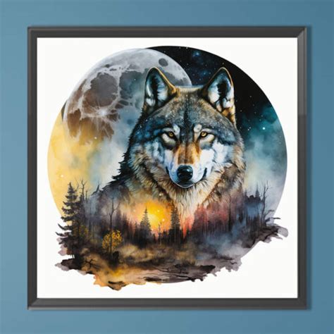 5D DIY Full Round Drill Diamond Painting Wolf Kit Home Decor Art Craft