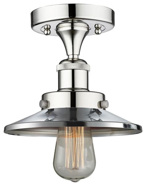 Edison 1 Light 8 Semi Flush Mount 2 H Polished Chrome Shade