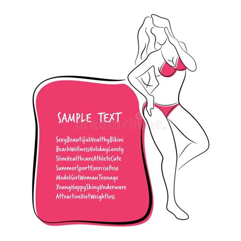 Pose Sexy Et Saine De Plein Corps De Fille De Bikini Dans Le Bikini Illustration De Vecteur