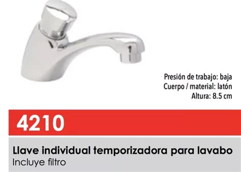 Llave Individual Temporizadora Para Lavabo Dica Env O Gratis