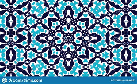 Moroccan Ornament. Dark Blue and Blue Elements. Stock Illustration ...