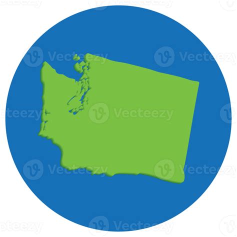 Washington State Map In Globe Shape Green With Blue Round Circle Color Map Of The U S State Of