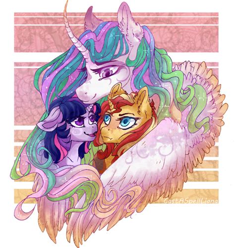 1711986 Safe Artist Castaspellliana Princess Celestia Sunset