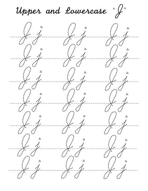 Cursive J Worksheets To Practice Capital Upper And Lowercase Letter Js Printerfriendly