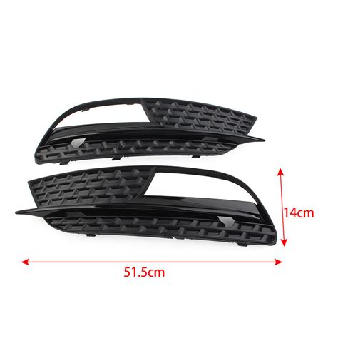 Pcs Front Bumper Fog Light Grille Cover Asa Plastic Black For Audi A