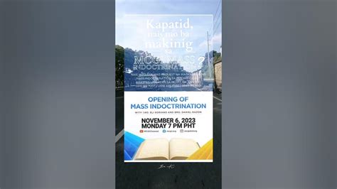 Lthe Opening Of Mcgi Mass Indoctrination Sessions Will Be On November 06 2023 Monday 7p M