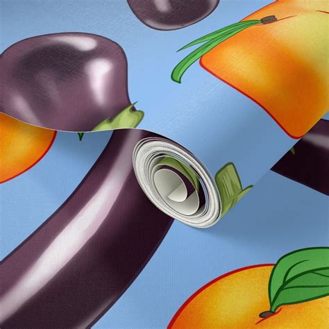 aubergine pêche fruit gay homo vilain les pêches des légumes Papier peint Spoonflower