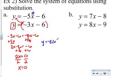 Solve Systems Of Equations With Substitution Equations Solved For