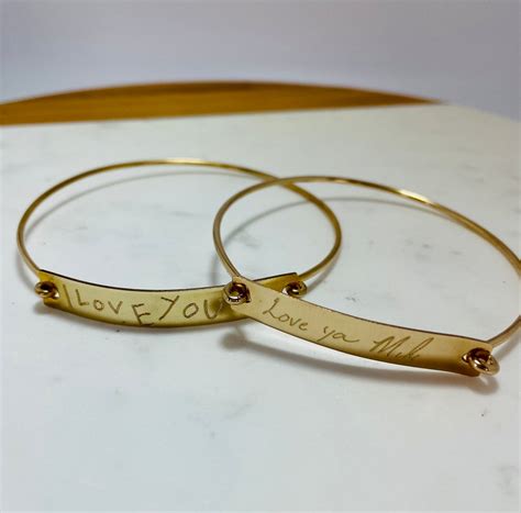 Handwriting Bangle Actual Handwriting Bracelet Signature Etsy