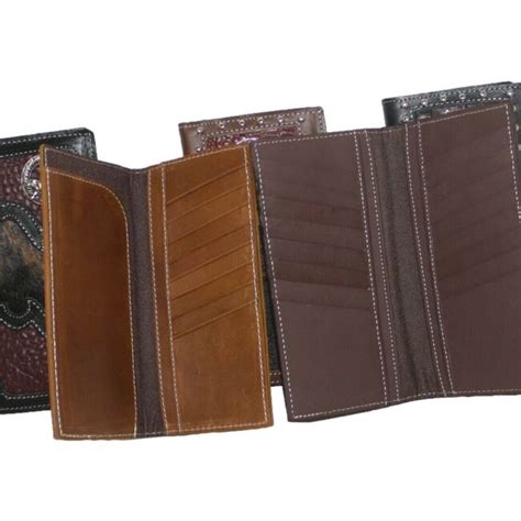 Mens Western Wallet Genuine Leather Tall Bi Fold Rodeo Cowboy Brown