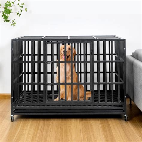 17 Stories 48 Inch Heavy Duty Indestructible Dog Crate Steel Escape