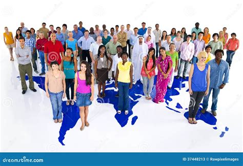 Large Group Of World People With World Map Stock Photos - Image: 37448213