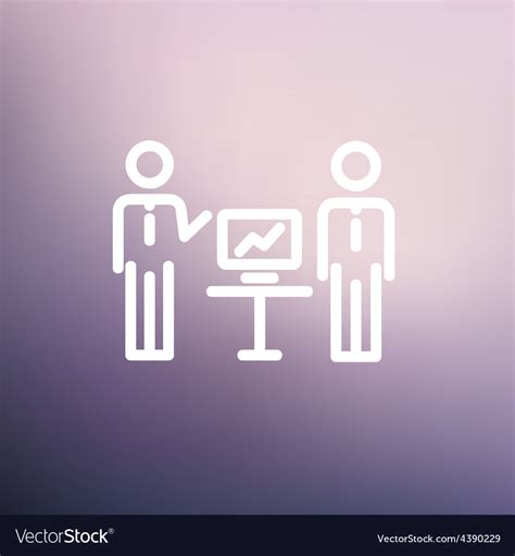 Two Men And Their Business Report Thin Line Icon Vector Image