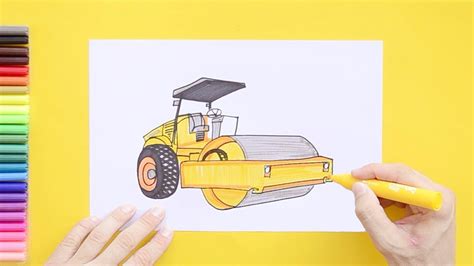 How To Draw A Road Roller Construction Equipment Youtube