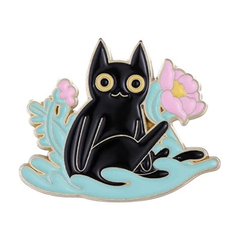 Lianiser Black Cat Enamel Pins For Backpacks Cute Enamel Brooches