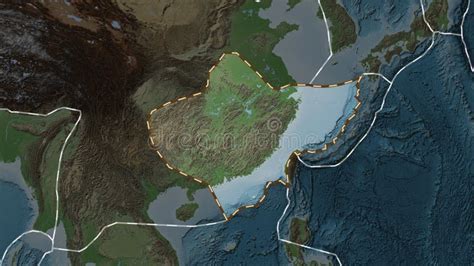 Yangtze Plate Highlighted Patterson Cylindrical Topografic Stock