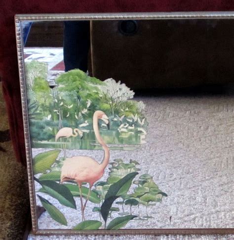 Vintage 40s 50s Pink Flamingo Mirror And Wall Hanging 20