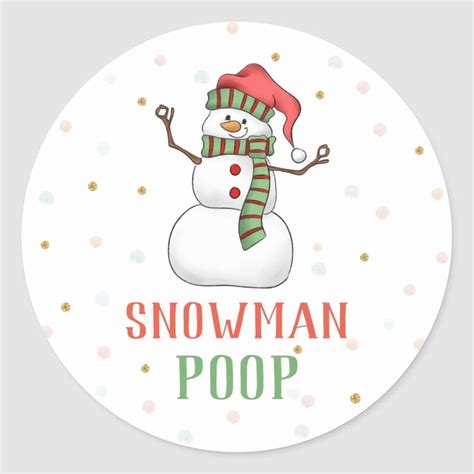 Snowman Poop Sticker Christmas Party Favor Labels Zazzle