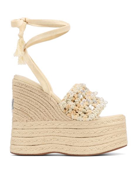 Naked Wolfe Woven Rope Wedge Mules With Beading In Natural Lyst