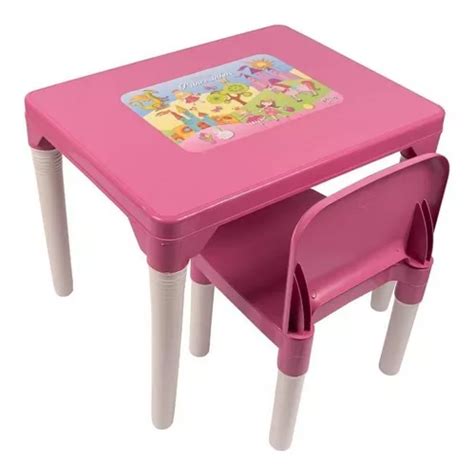 Mesa Rosa De Princesinhas C 1 Cadeira Para Meninas Educativo