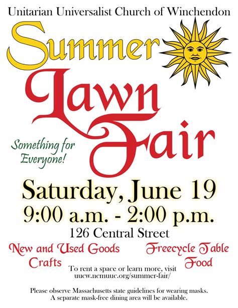 Summer Lawn Fair Saturday, June 19 | Unitarian Universalist Church of ...