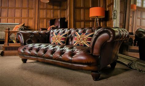 F50 1295 TETRAD GRAND TOUR OSKAR CONKER BROWN LEATHER CHESTERFIELD 3 4