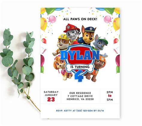 Paw Patrol Invitation Edit Yourself Online Now