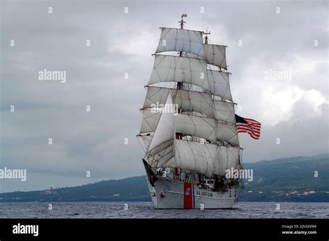 The Us Coast Guard Cutter Uscgc Eagle Tall Ship Displaying Full Sails