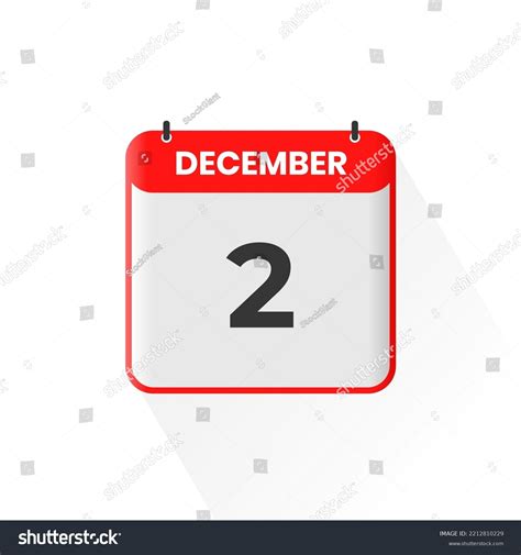 2nd December Calendar Icon December 2 Stock Vector Royalty Free