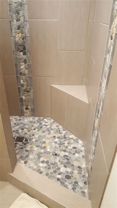 View 2 Of The Stunning Shower Remodel Using Sliced Bali Ocean Pebble